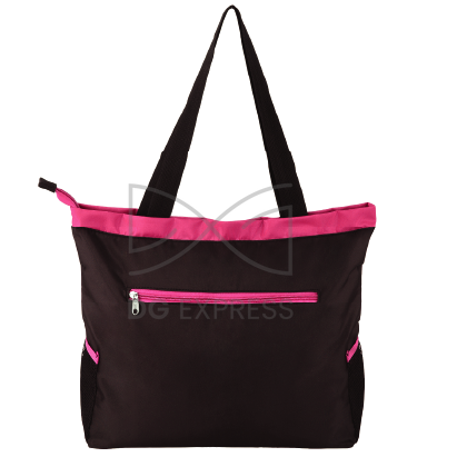 Abstract Black/Pink Faux Leather Tote Bag