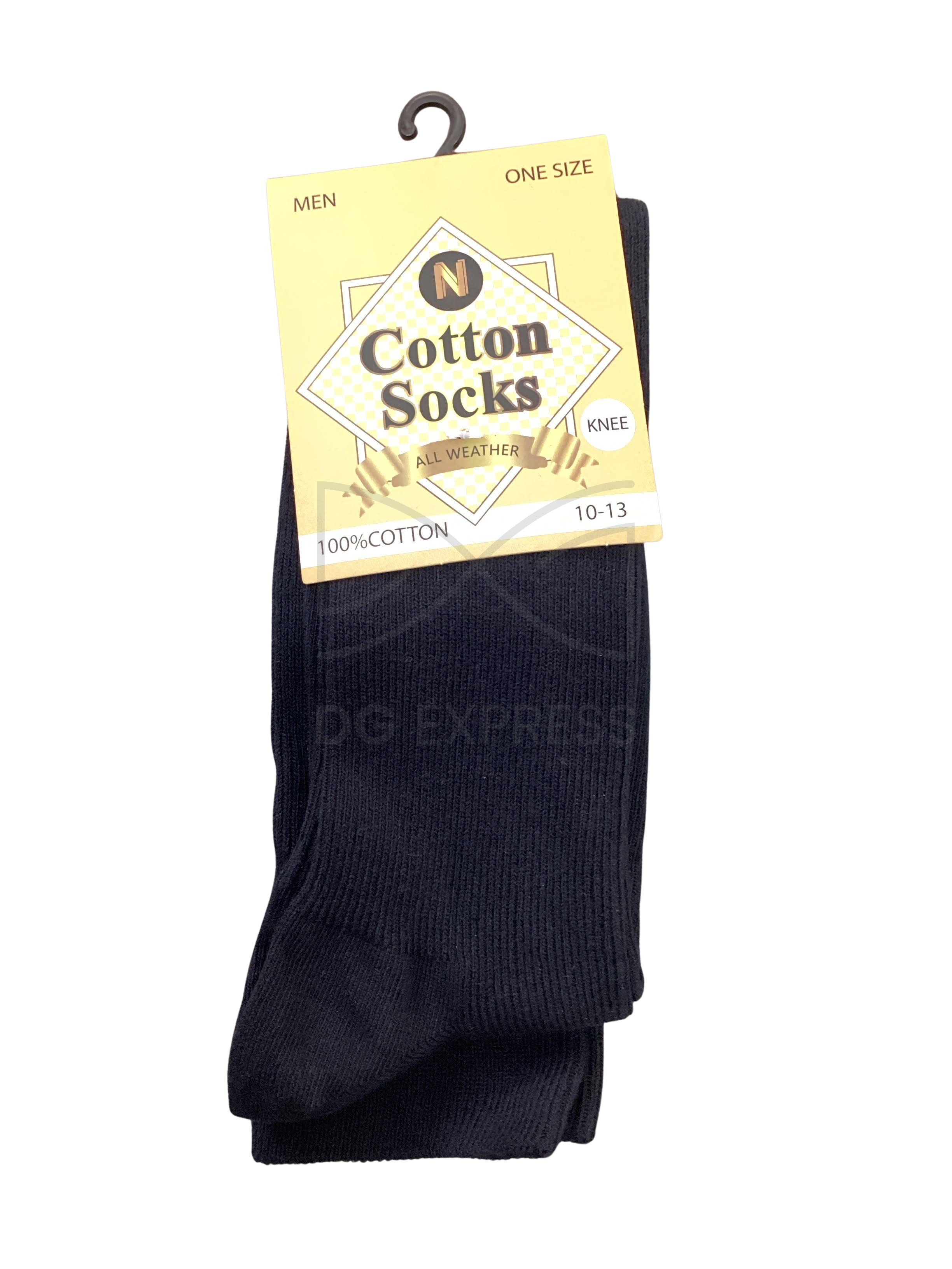 Men's Black 100% Cotton Long Socks