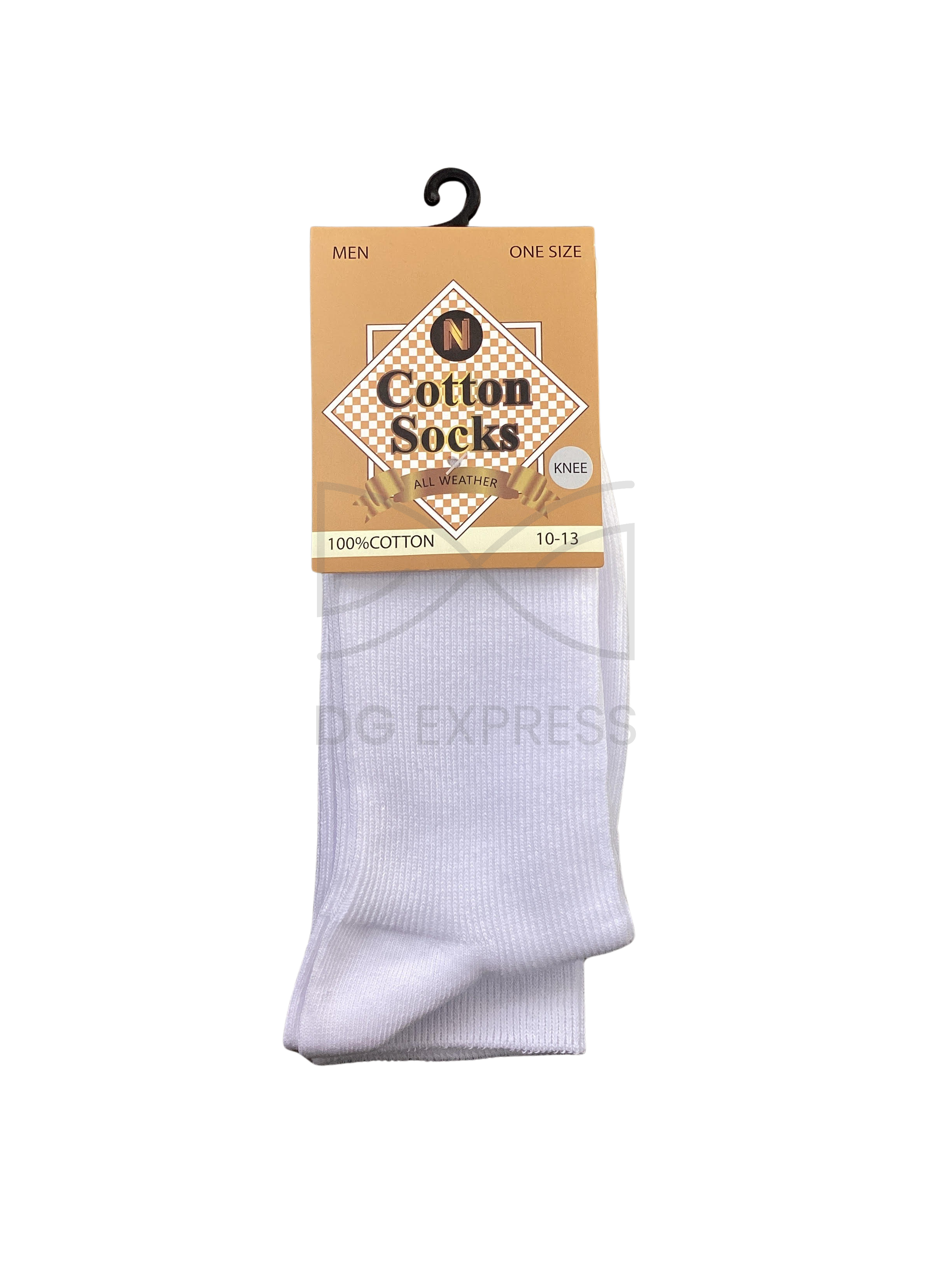 Men's White 100% Cotton Long Socks