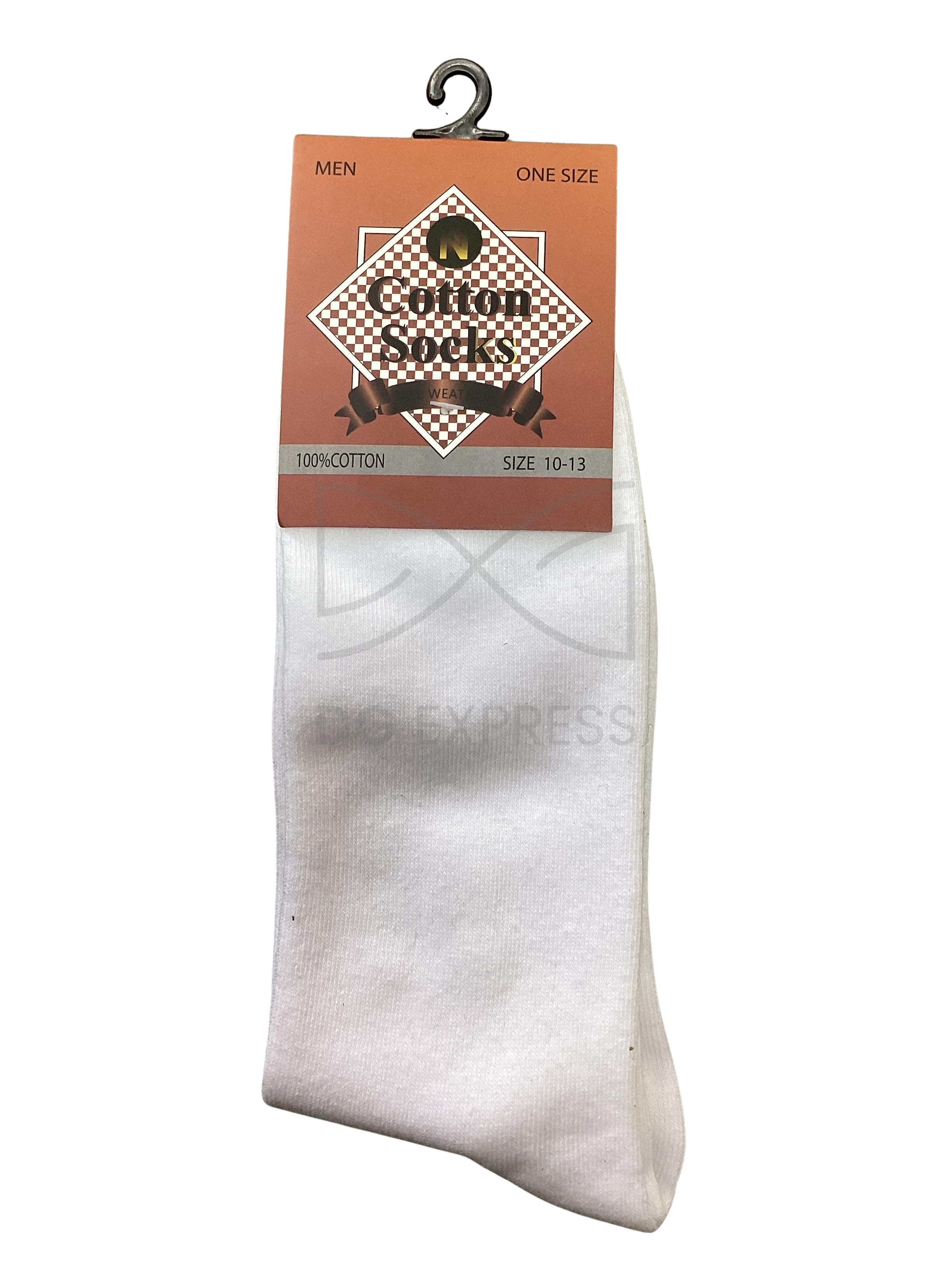Men's White 100% Cotton Crew Socks