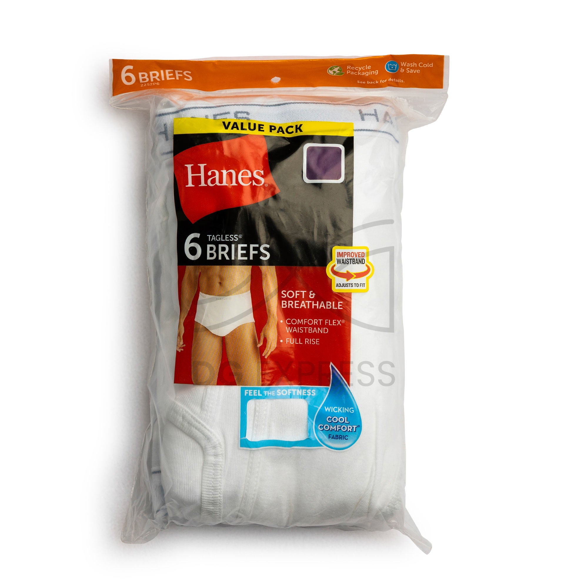 Hanes Mens White Briefs 6 Pack
