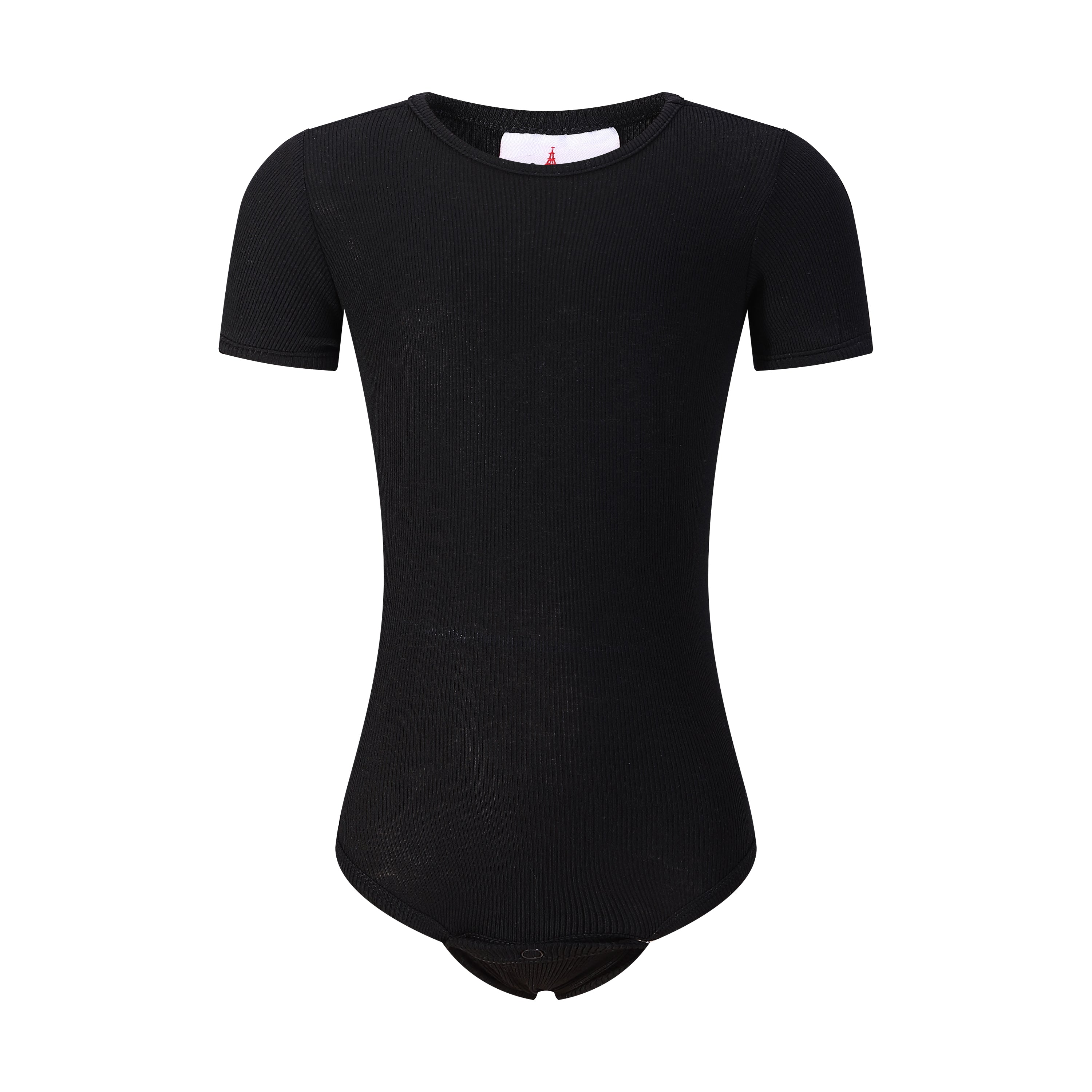 Lk Shell Rib Black Onesie S/S