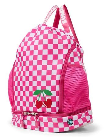 Memoi Heart Cherries Checkered Backpack