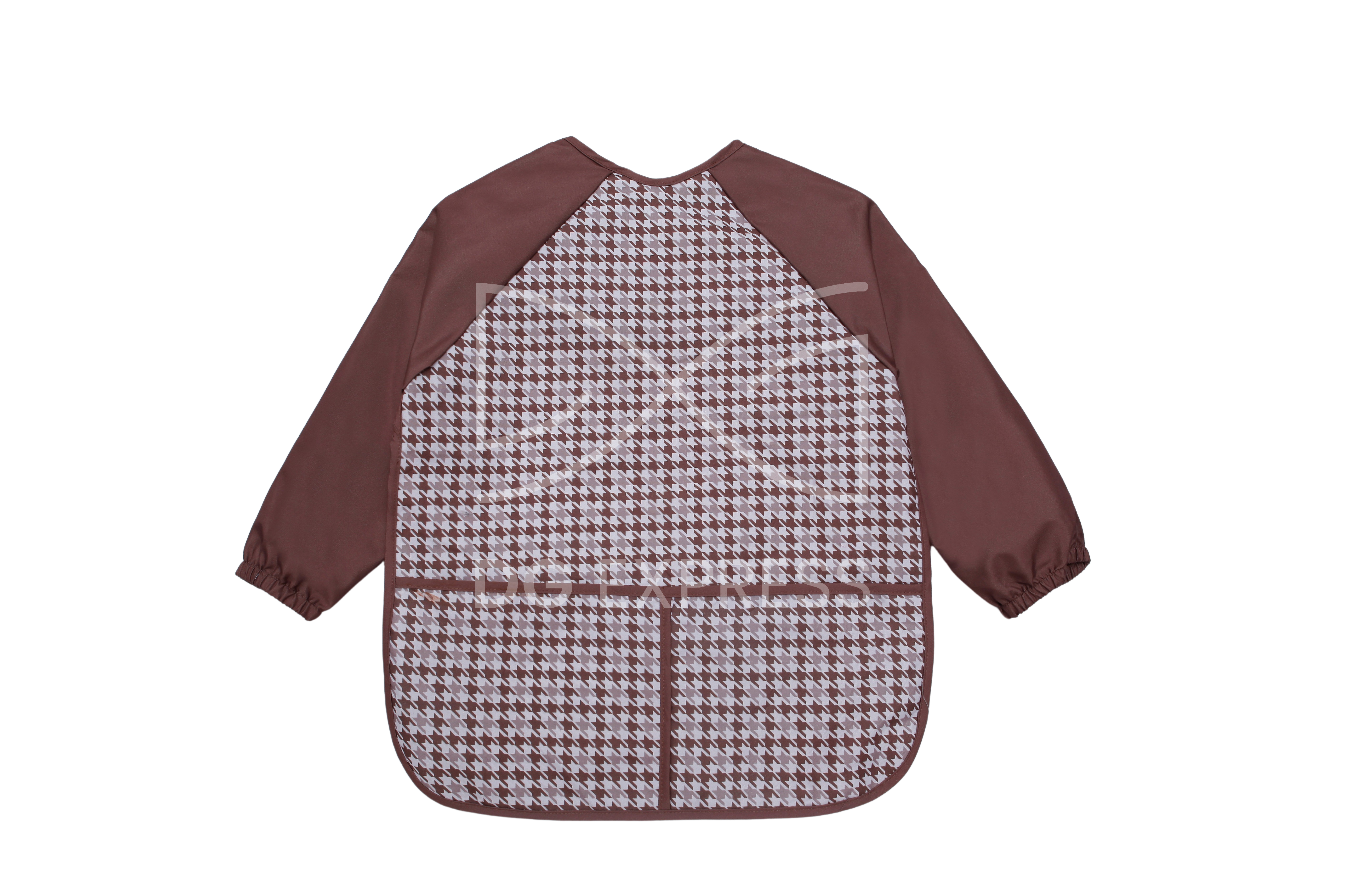 Abstract Tan & Brown Houndstooth Smock