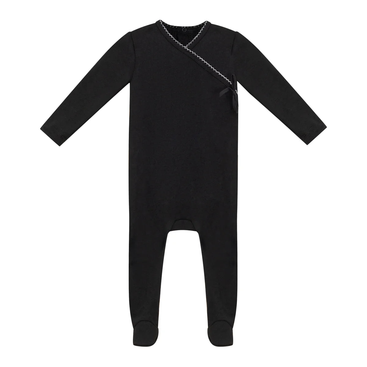 All Navy Black Side Wrap Bow Footie