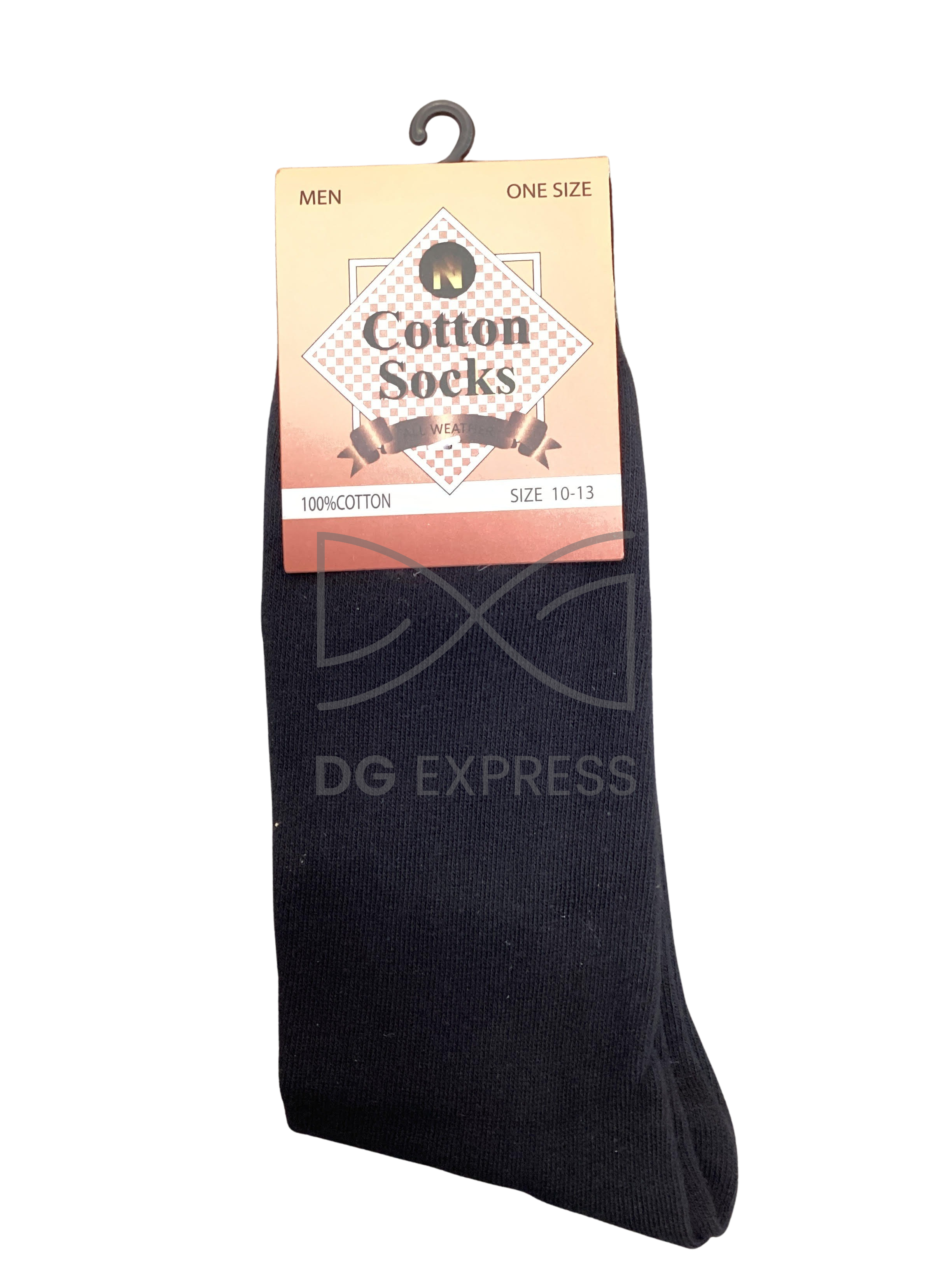 Men's Black 100% Cotton Crew Socks