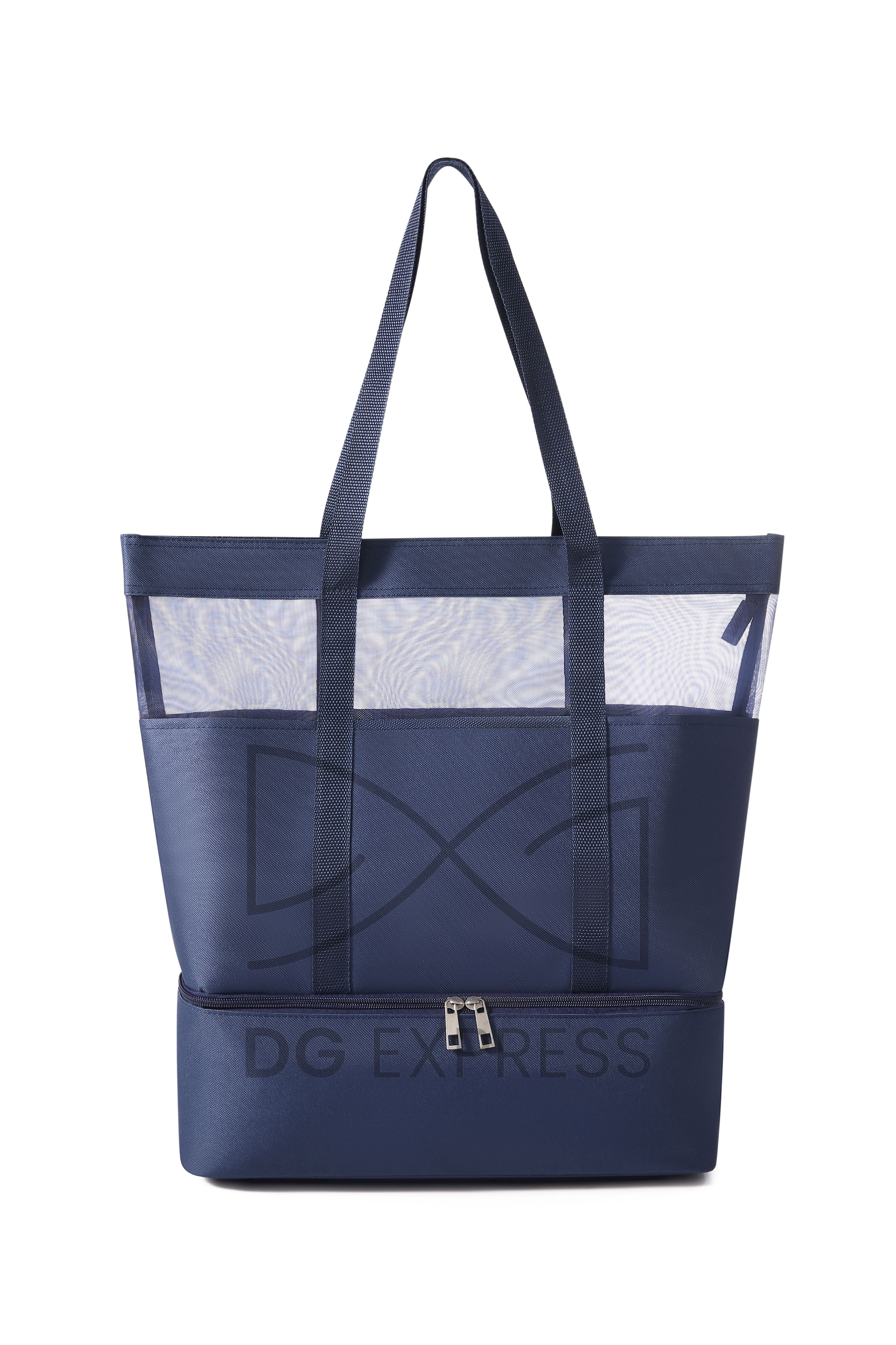 Abstract Navy Tote Bag With Insulated Cooler