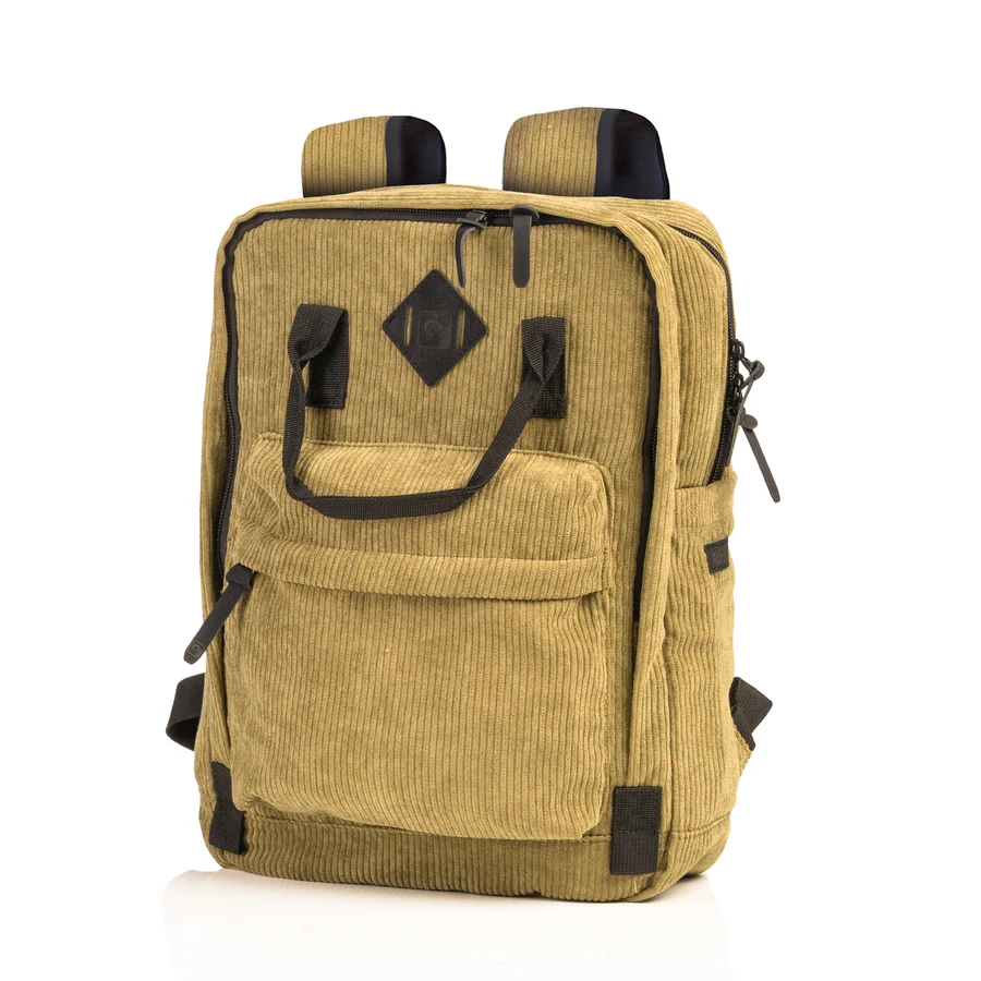 Elesac Khaki Corduroy Briefcase With Multi Pockets