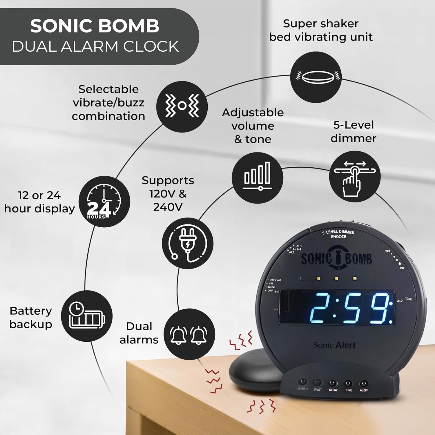 Alarmclock Sonic Vibrator Bomb