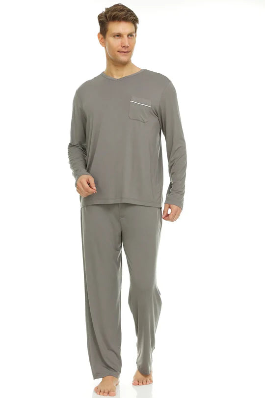 Symmar Men's Micro Modal Grey V-Neck Pajamas