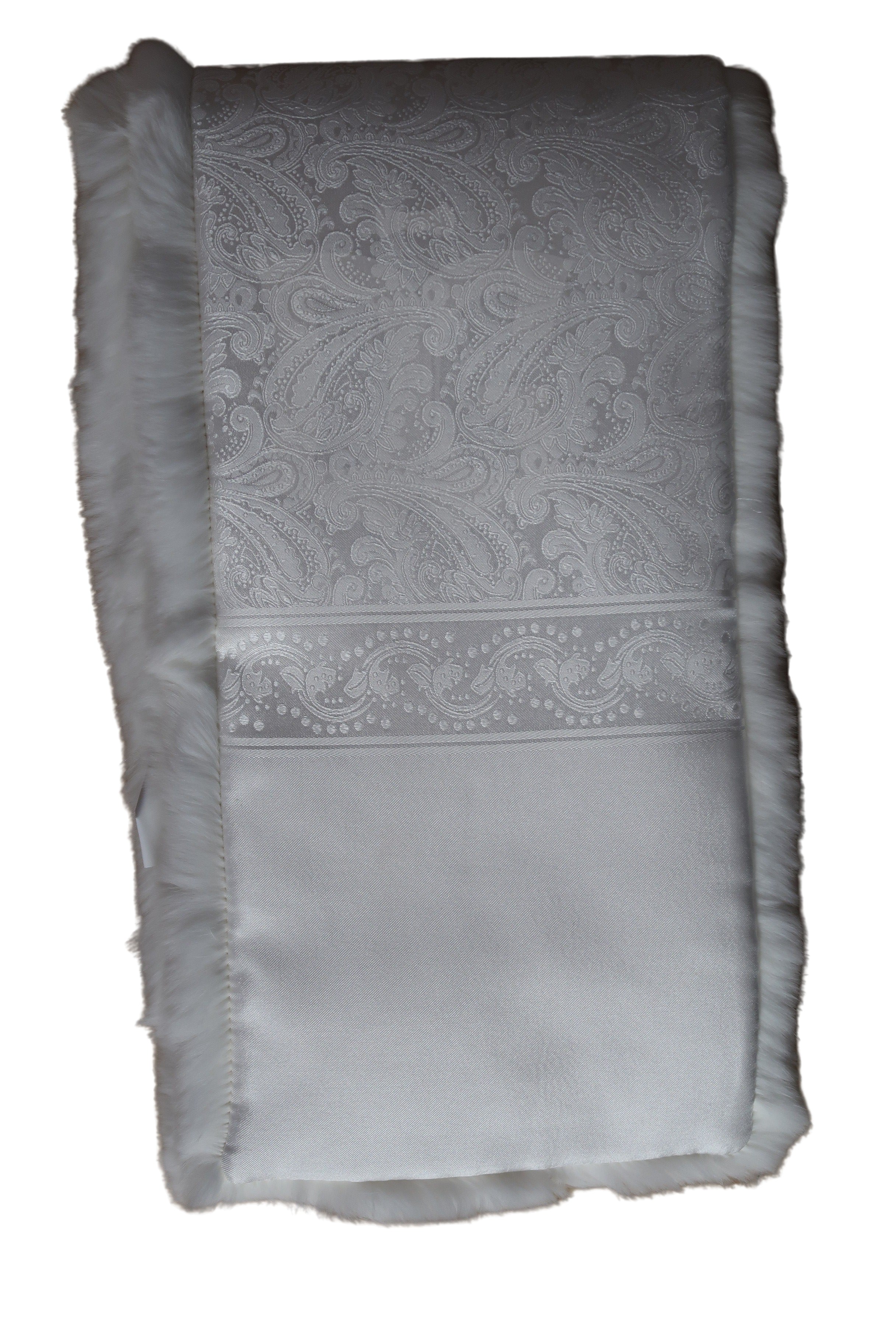 Thomes Bocelli Silk & Fur White Scarf