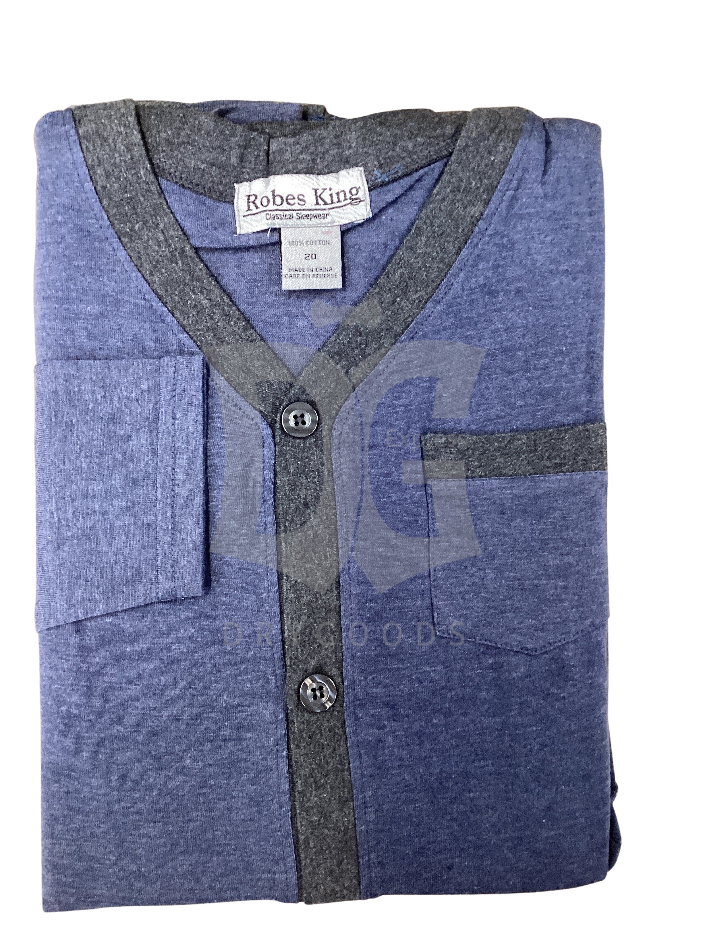 Robes King Men's Buttoned Pajamas