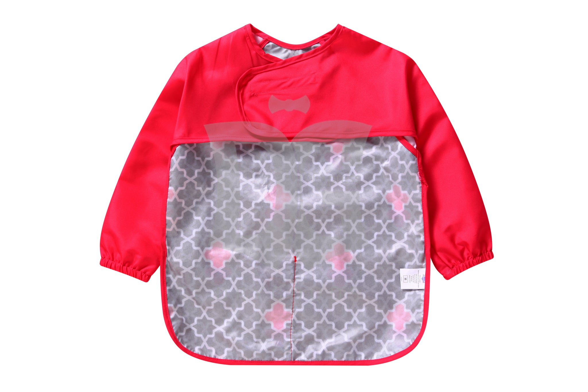Abstract Smock Bib With Sleeve Geometric Pink