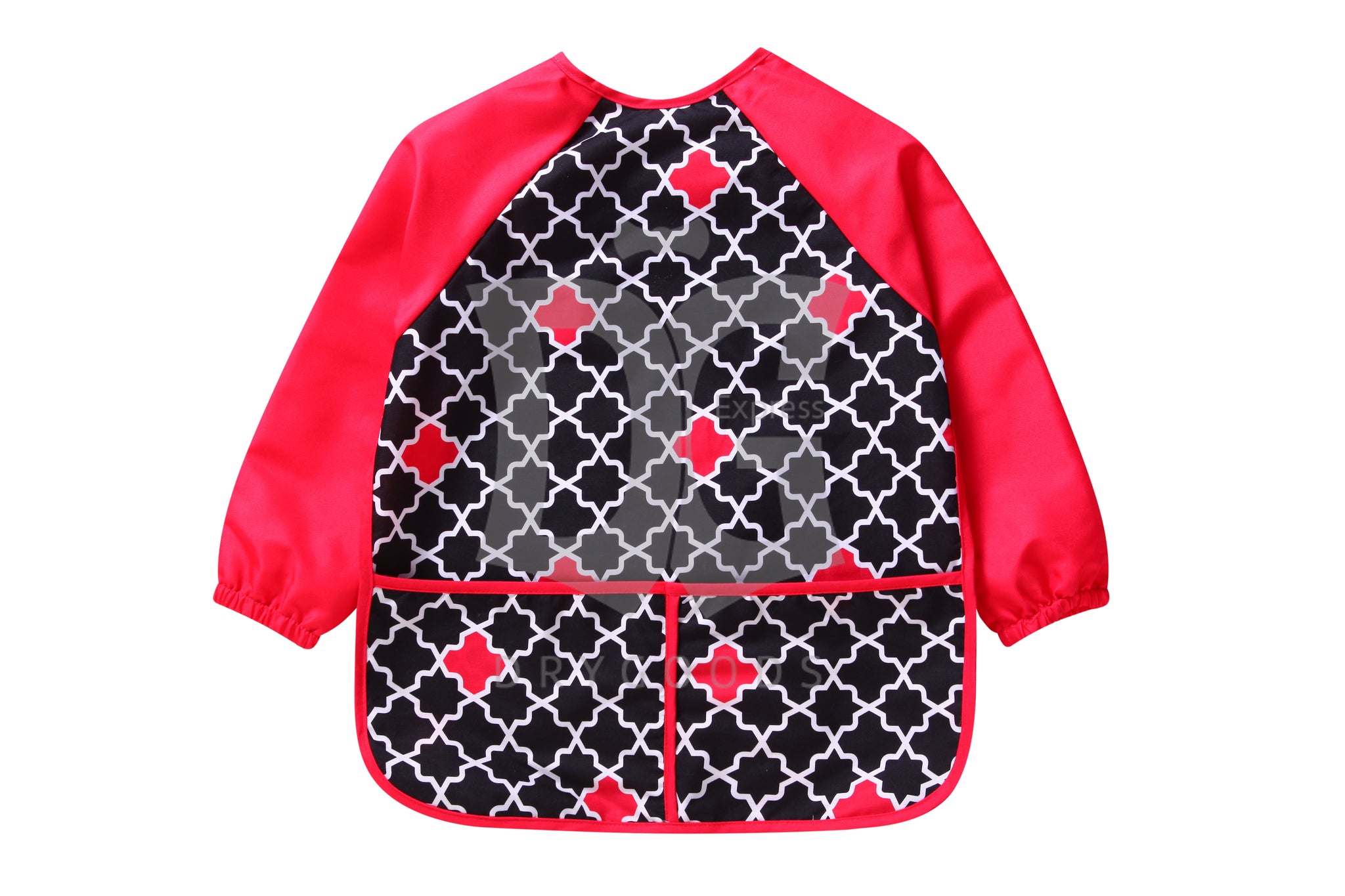 Abstract Smock Bib With Sleeve Geometric Pink