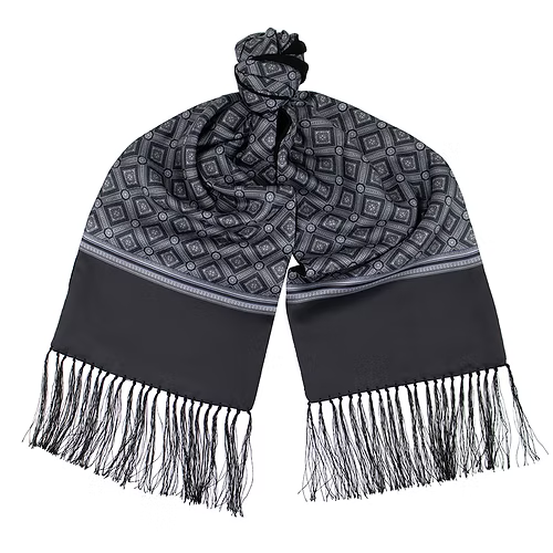 Lucci Men's Reversible Silk & Fur Scarf #47