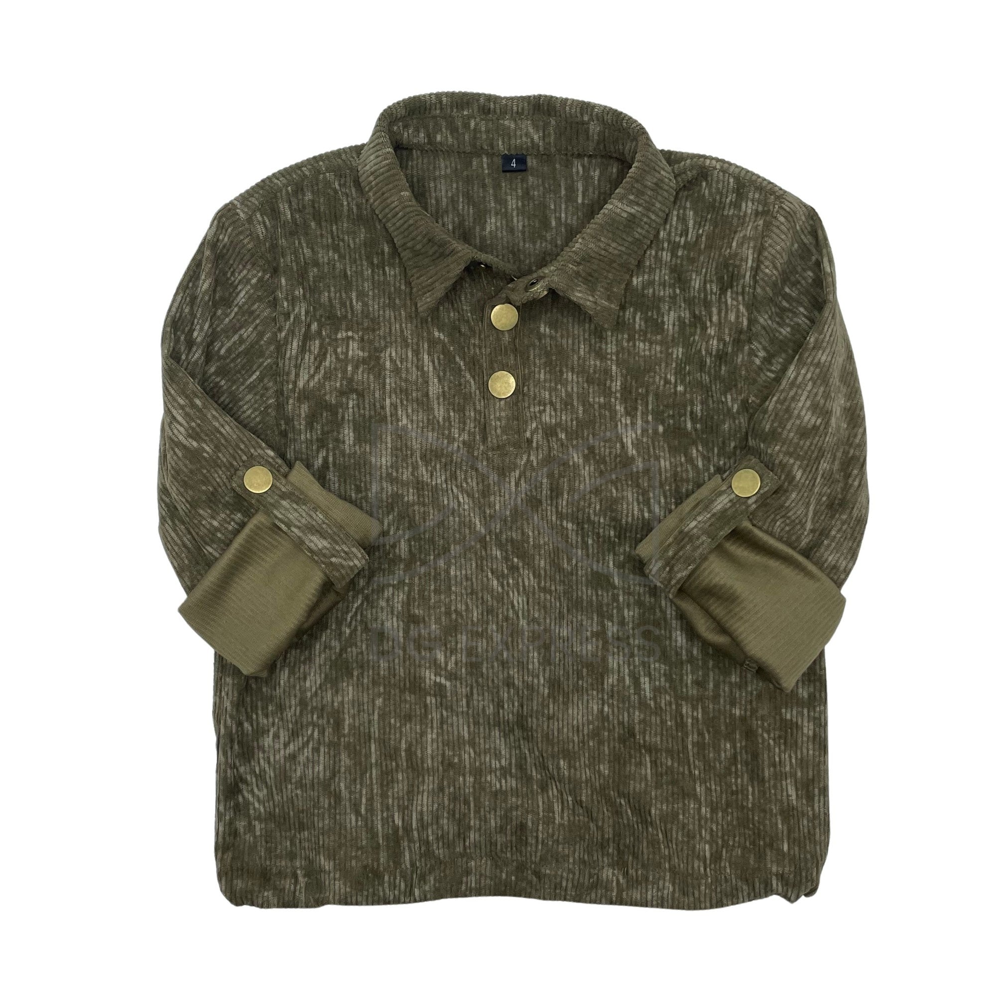 Big A Little A Boy's Corduroy Olive Shirt