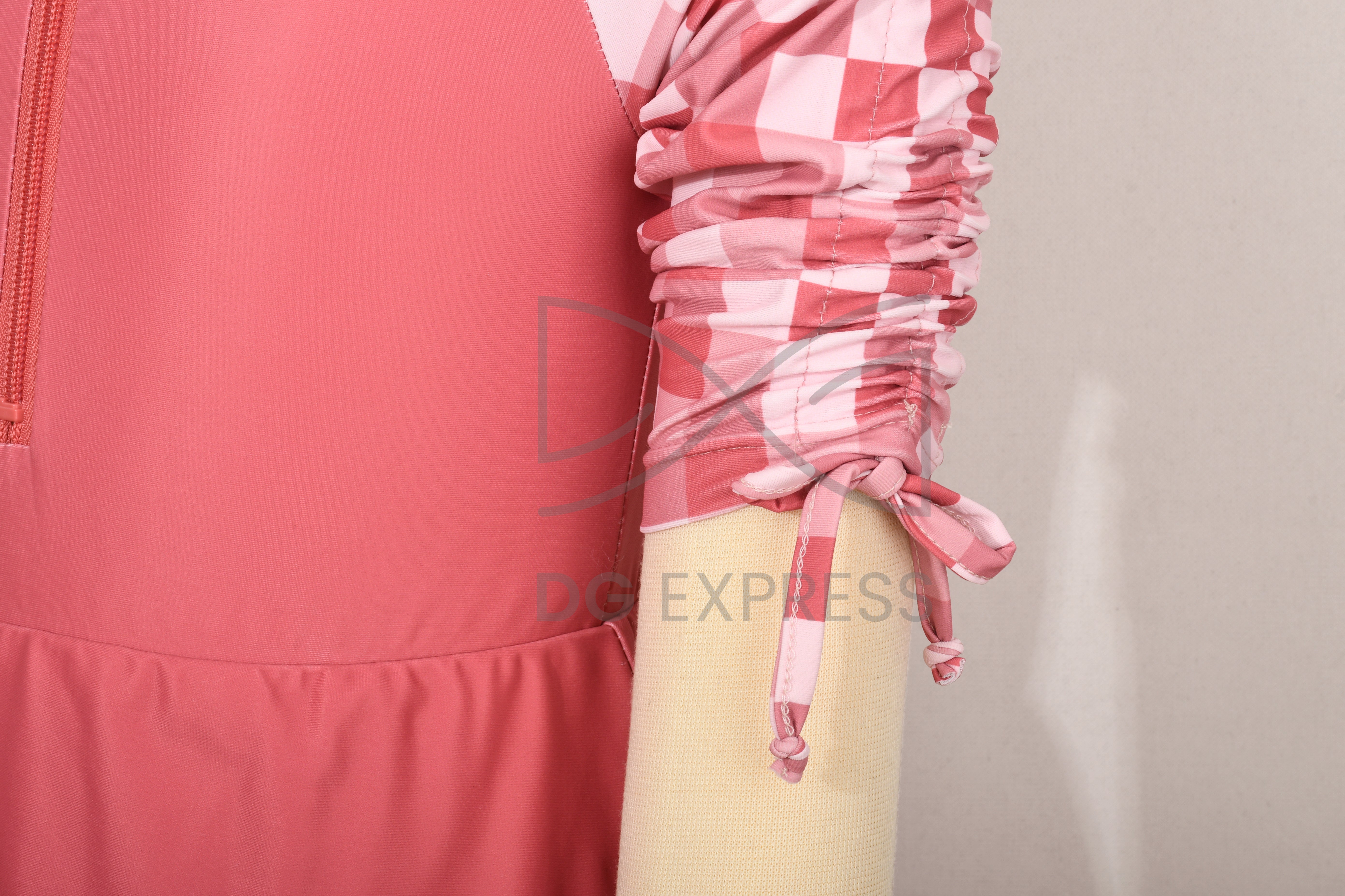 Abstract Girl's Pink Checkered Swim Dress