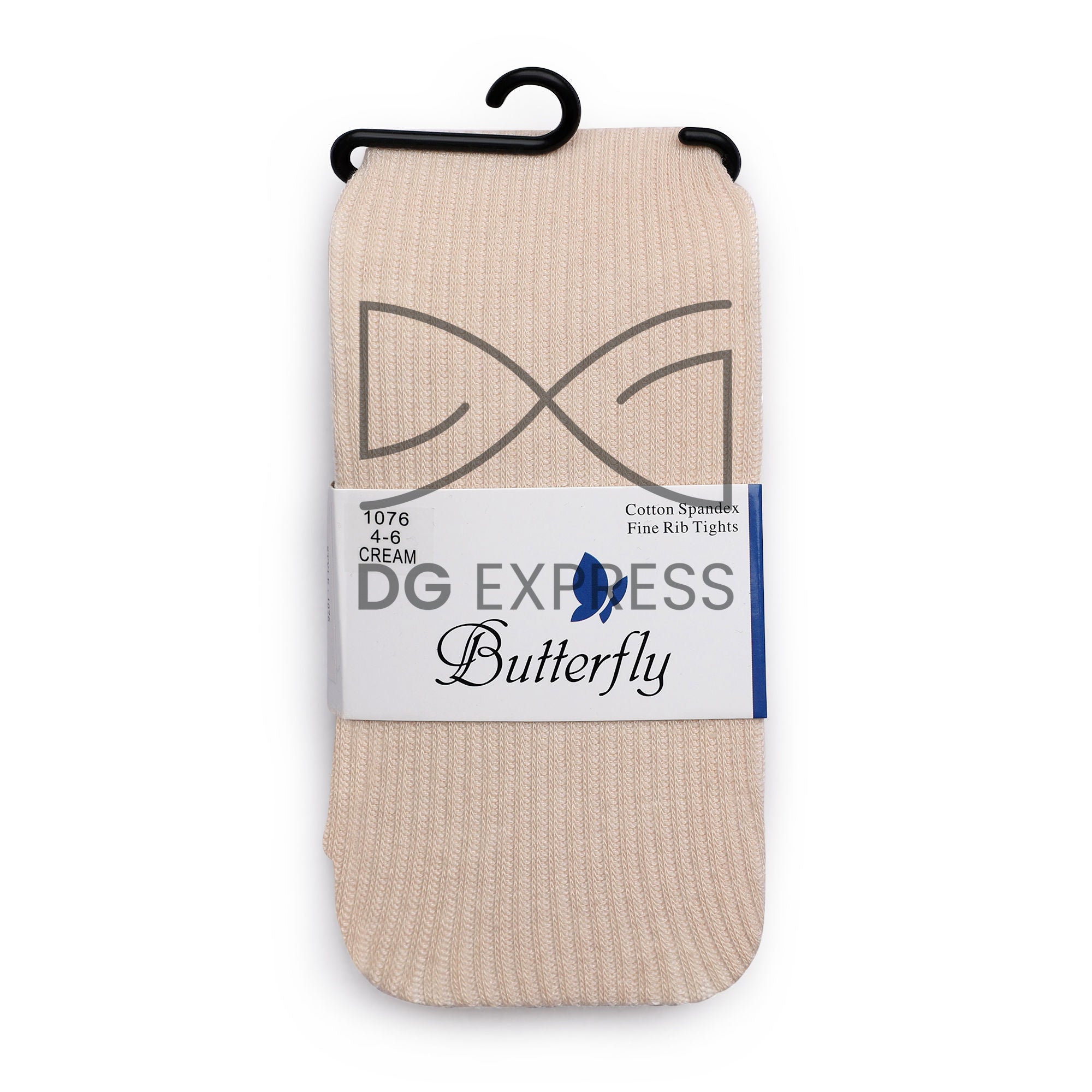 Butterfly Girl's Cotton Fine Ribbed Cream Tights