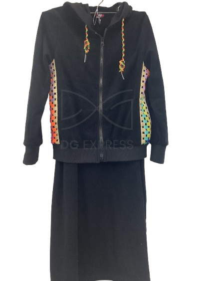 Sister Fruit Girl's Black Crochet 2 Pc. Terry Robe