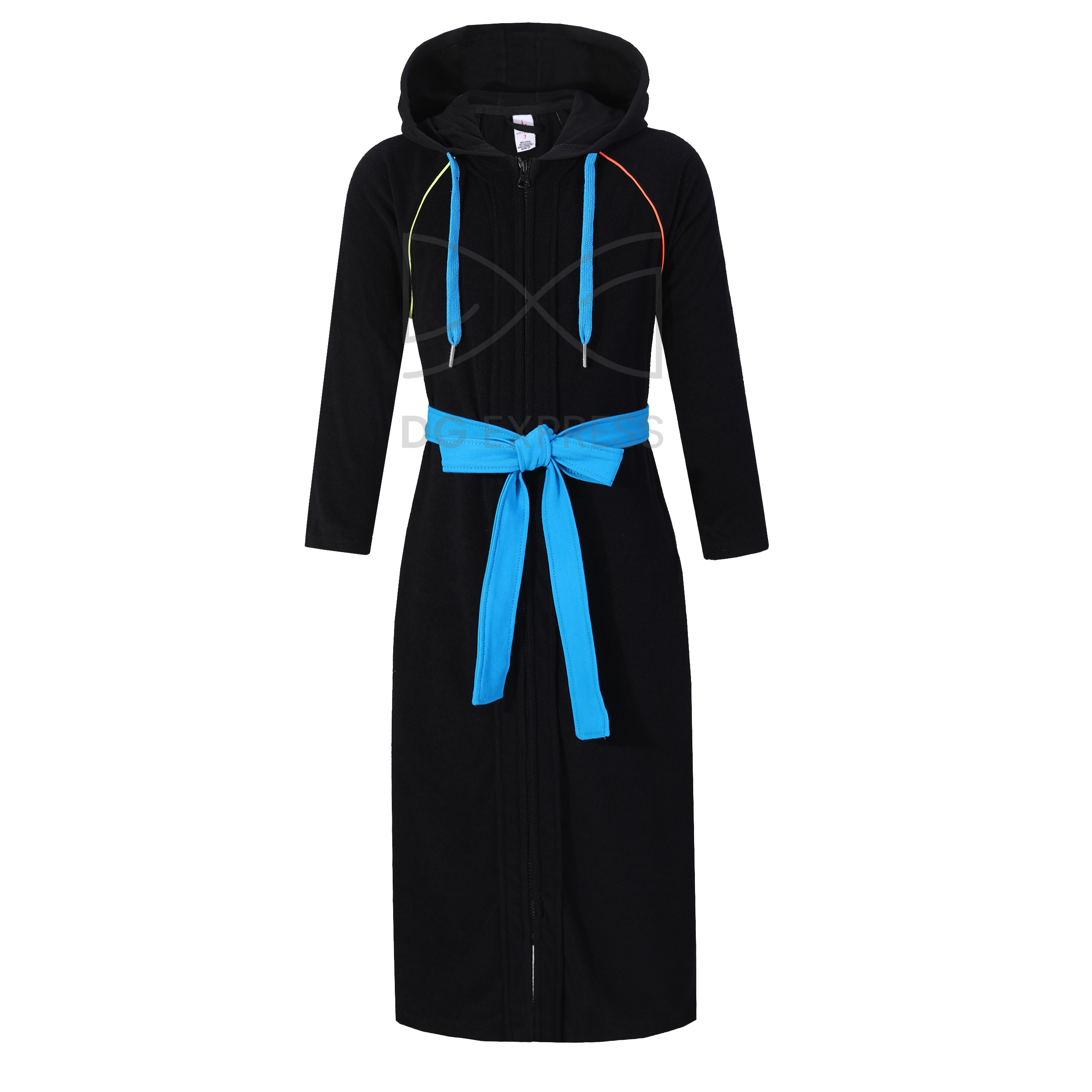 Abstract Boy s Black With Neon Trim Zippered Terry