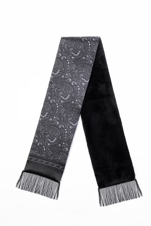 Lucci Men's Reversible Silk/ Rabbit Fur Scarf #71