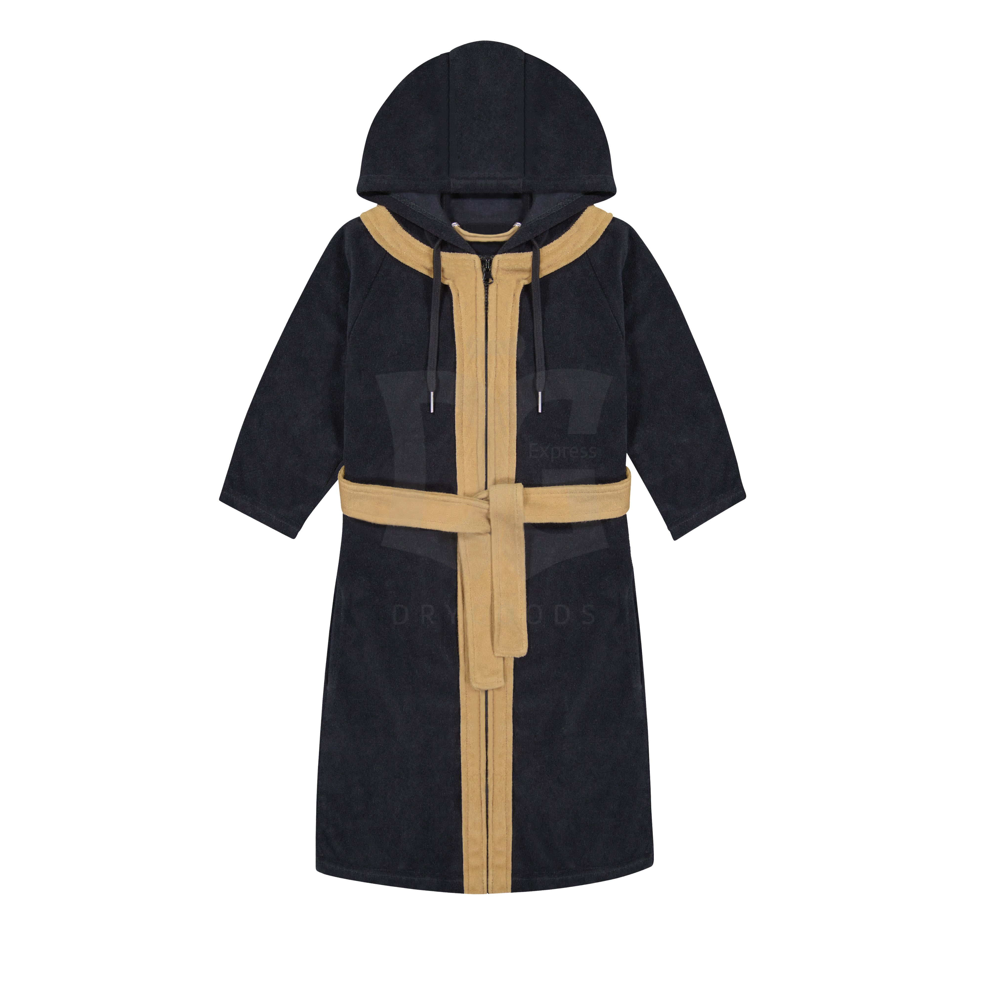 Fit Rite Boy's Camel/Black Zippered Terry Robe