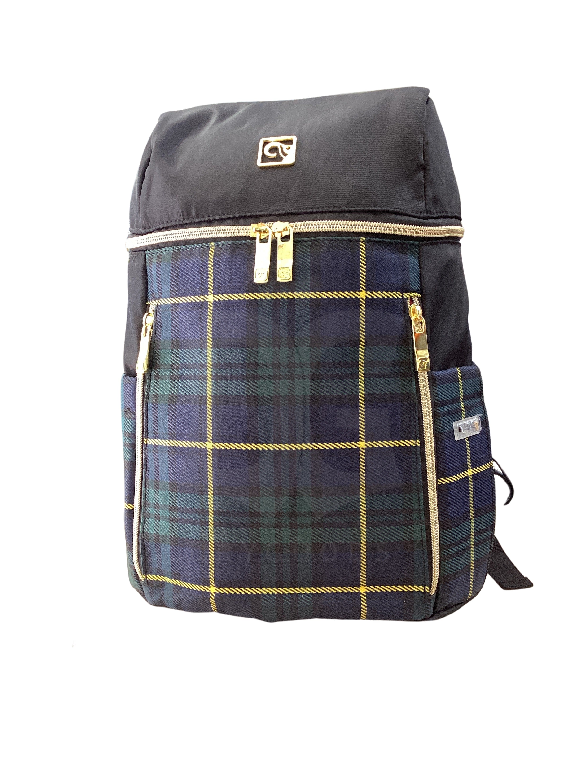 Elesac Briefcase Green Yellow Navy Plaid Backpack