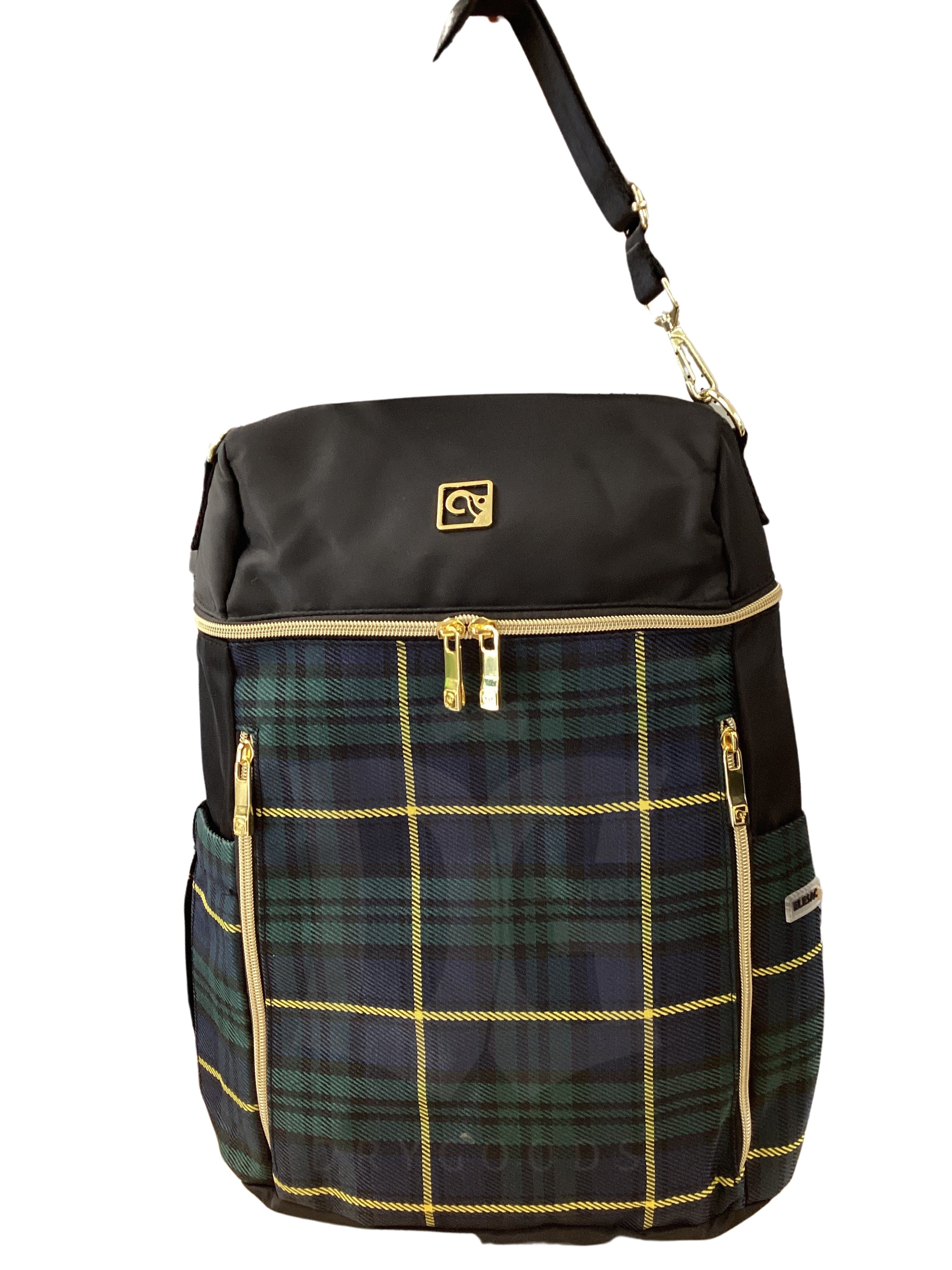 Elesac Briefcase Green Yellow Navy Plaid Backpack