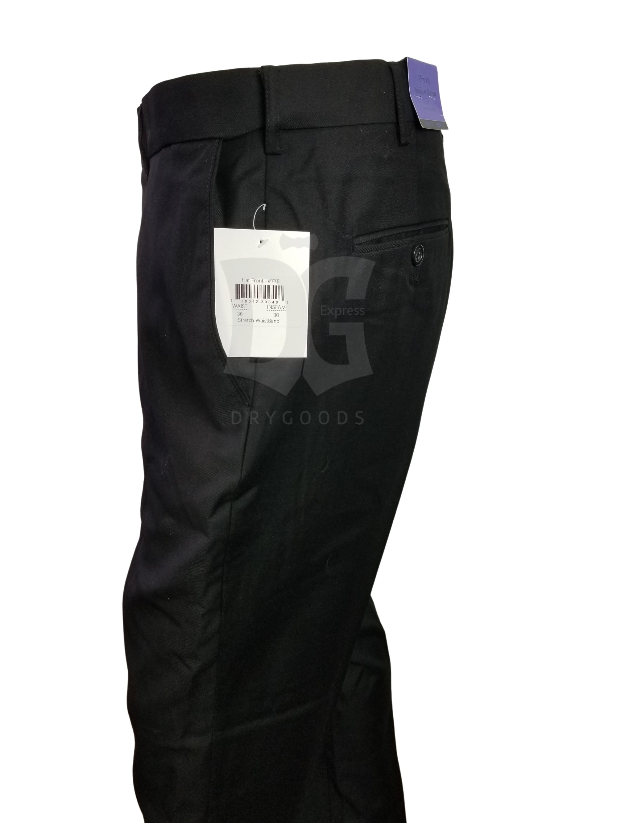 Madison Avenue Mens Black Dress Pants