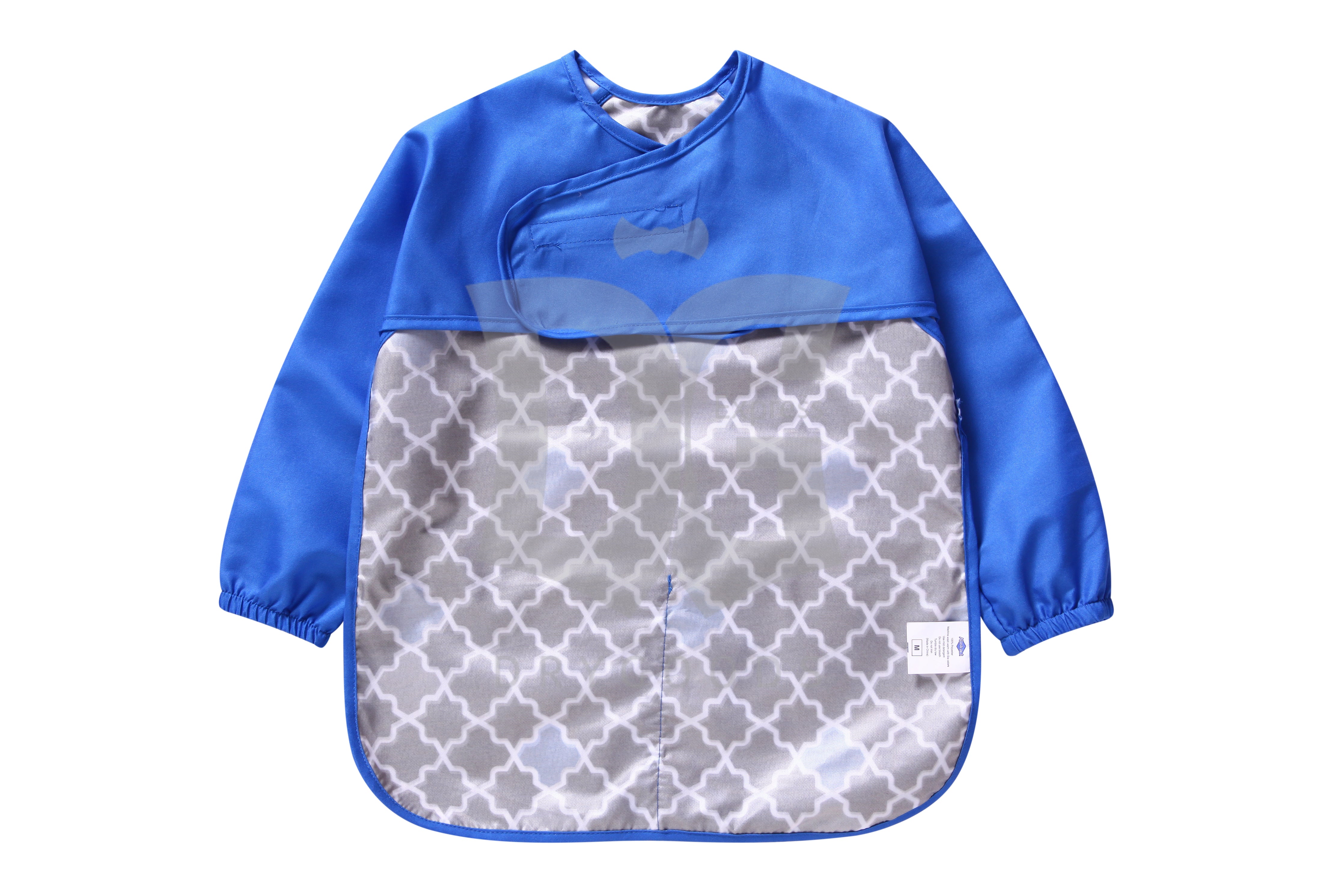 Abstract Smock Bib With Sleeve Geometric Blue