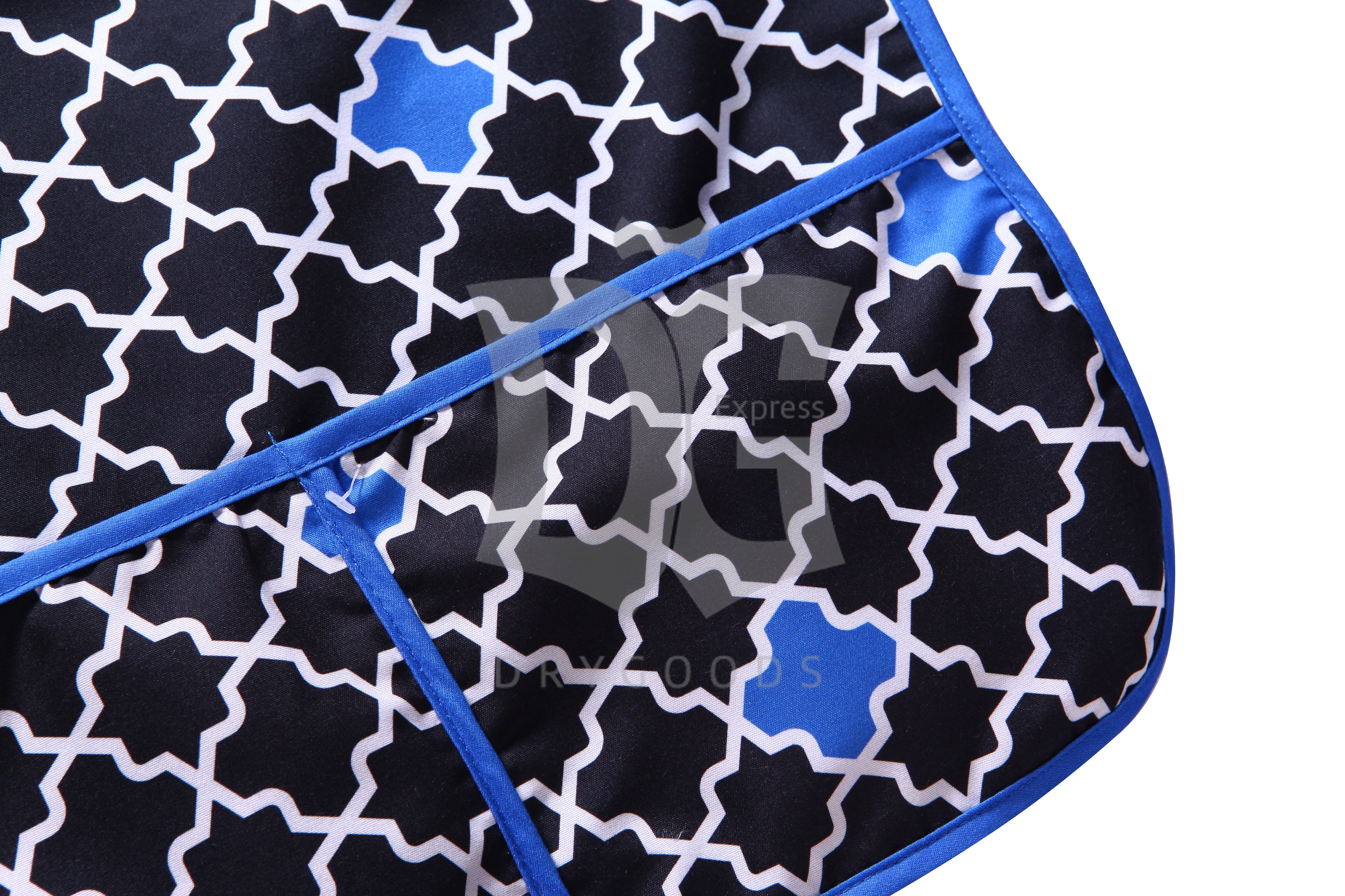 Abstract Smock Bib With Sleeve Geometric Blue