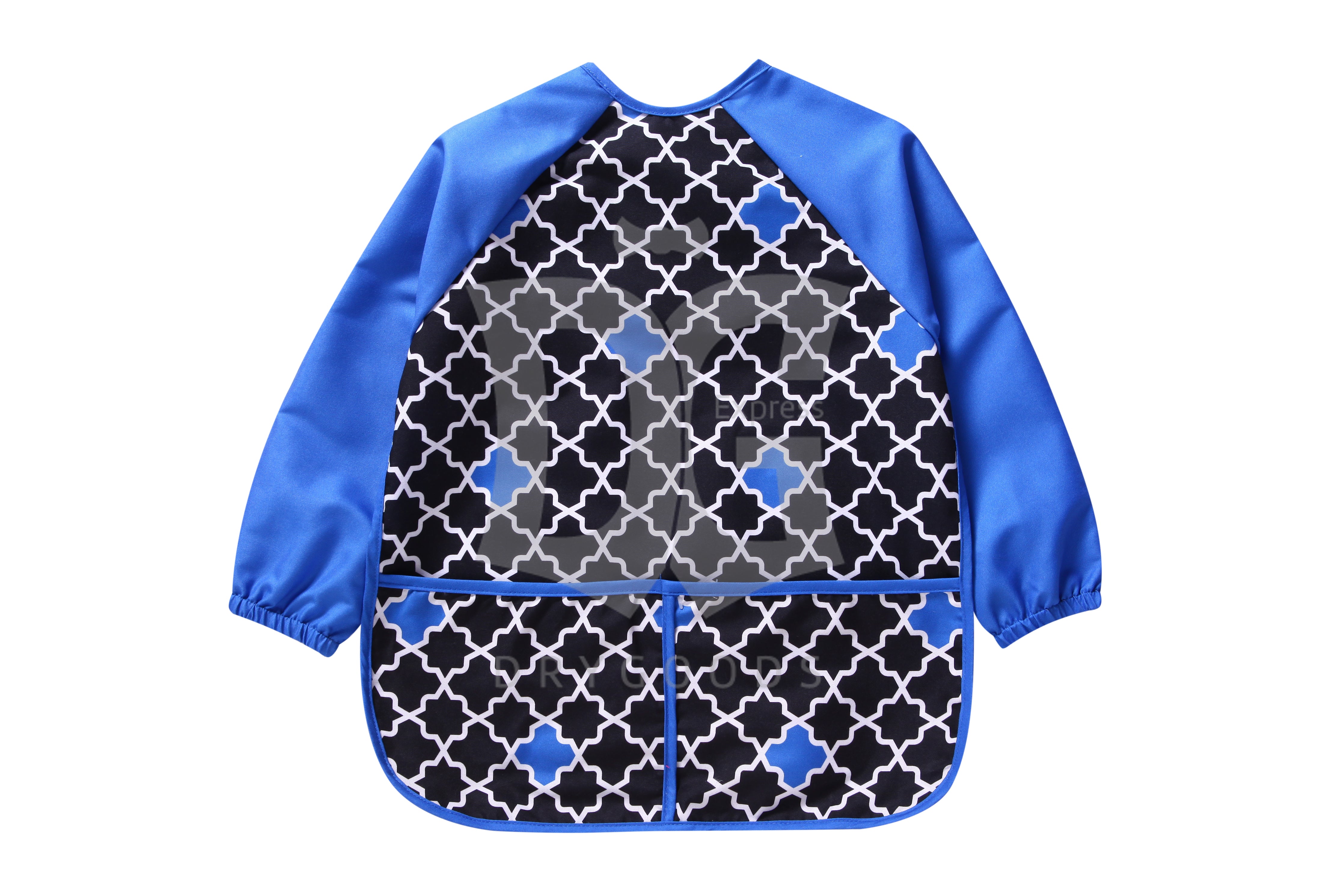 Abstract Smock Bib With Sleeve Geometric Blue